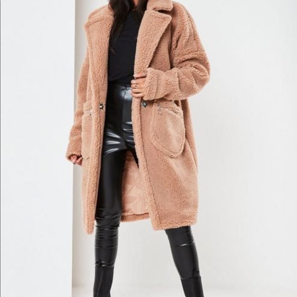 Long tan teddy coat